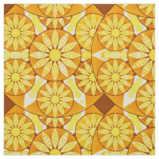 Mandala pattern, yellow, gold and brown fabric