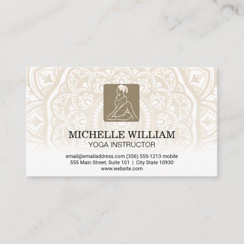 Mandala Pattern  Yoga Twist Pose Business Card
