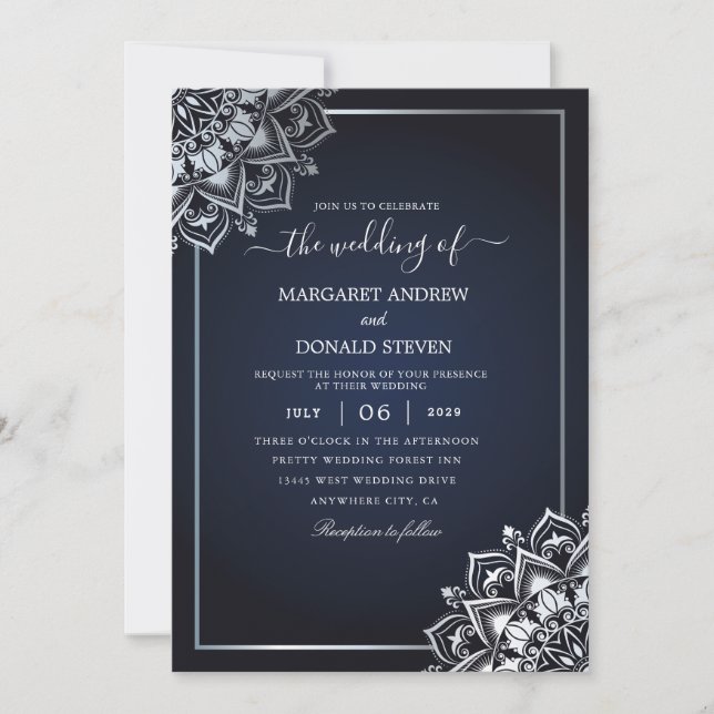 mandala patterns wedding invitation (Front)
