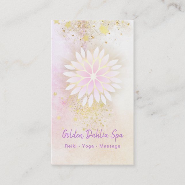 *~* Mandala Peach Dahlia Pastel Lavender AP2 Business Card (Front)