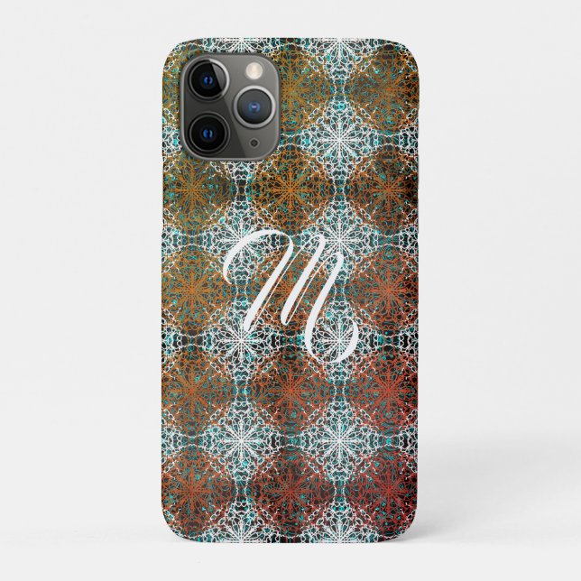 Mandala Peacock Boho Inspirations Monogram Case-Mate iPhone Case (Back)