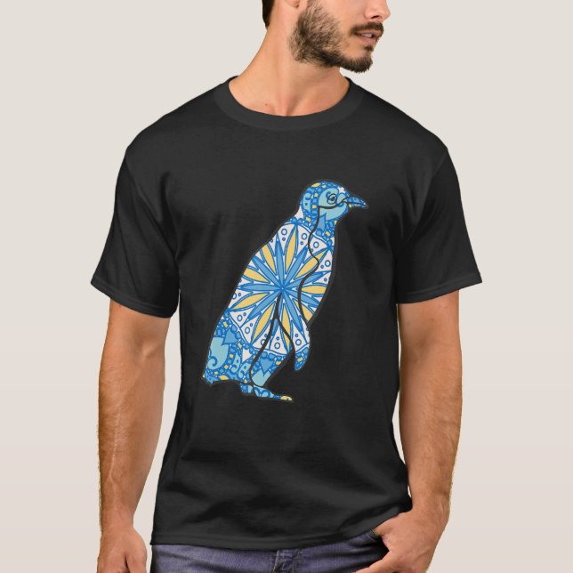Mandala Penguin Geometric Pattern Mandala Animal T-Shirt (Front)