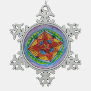 Mandala Pewter Snowflake Decoration