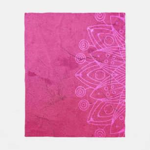 Mandala pink background decorative fleece blanket