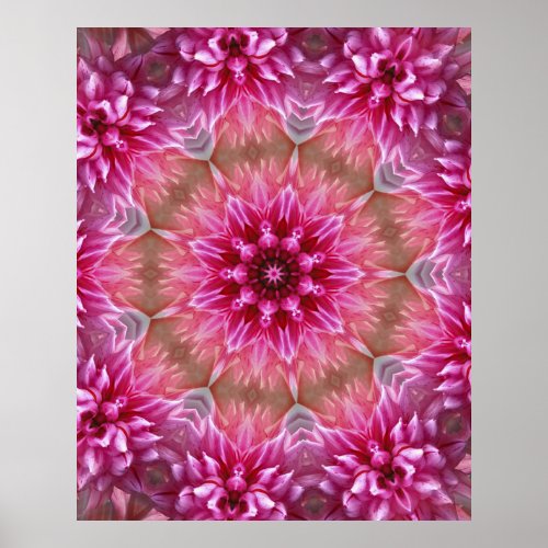 Mandala Pink Kaleidoscope Pattern  Poster