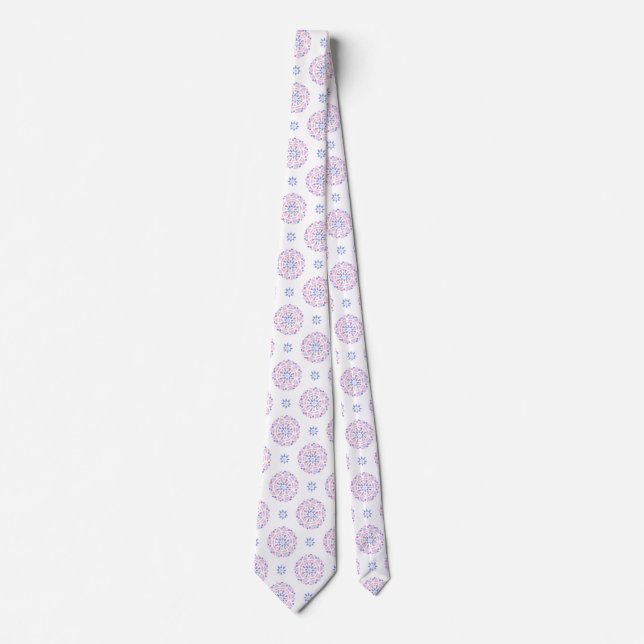 Mandala Pink Purple Blue Bigender Pride Flag Neck Tie (Front)