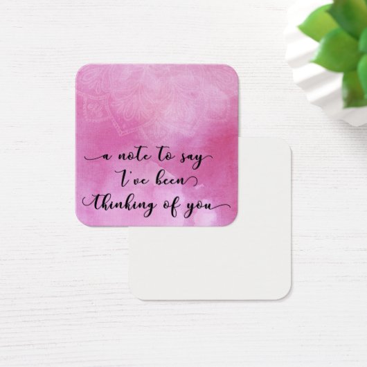 Mandala & Pink Watercolor Thinking of You Note (Desk)