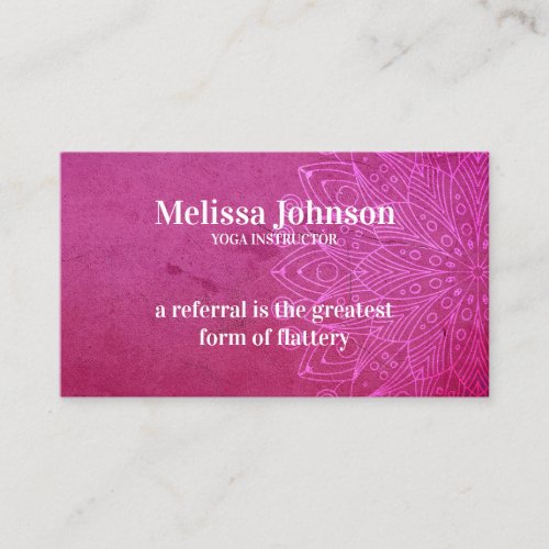 Mandala Pink Yoga Meditation Refer a Friend Referral Card