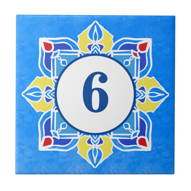 Mandala pretty House Number that can be customized Ceramic Tile (Front)