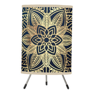 Mandala print tripod lamp