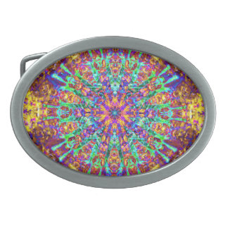 Mandala Psychedelic Trippy Hippie Color Splash Belt Buckle