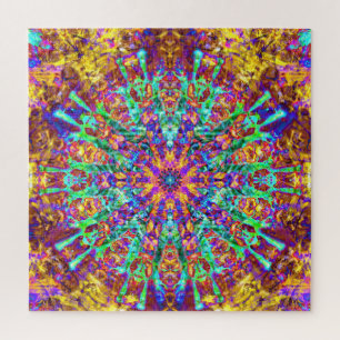 Mandala Psychedelic Trippy Hippie Color Splash Jigsaw Puzzle