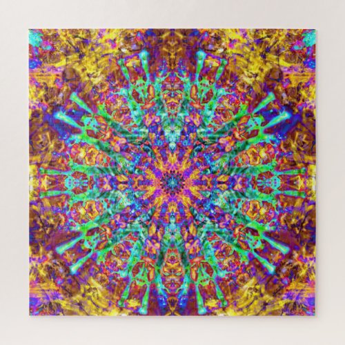 Mandala Psychedelic Trippy Hippie Color Splash Jigsaw Puzzle