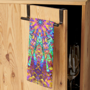 Mandala Psychedelic Trippy Hippie Color Splash Kitchen Towel