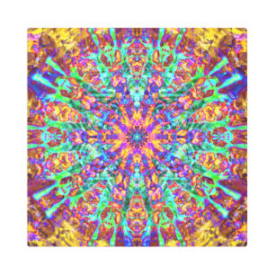 Mandala Psychedelic Trippy Hippie Color Splash Metal Print