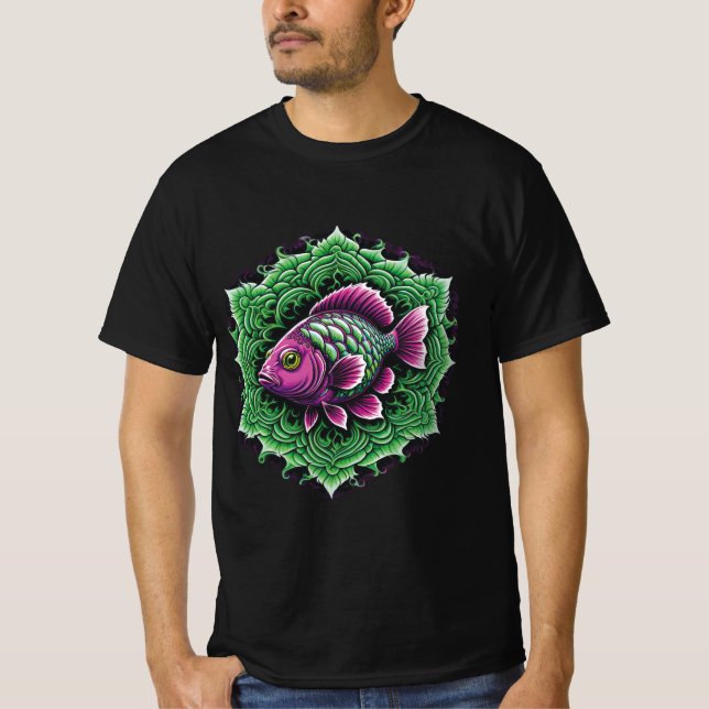 Mandala Purple Fish 1 T-Shirt (Front)