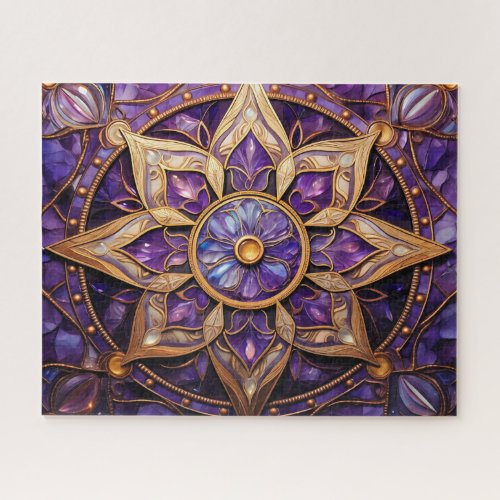 Mandala Purple Gold Jigsaw Puzzle