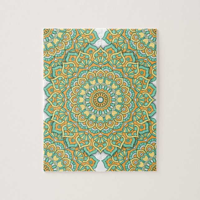 Mandala Puzzle in Green/Yellow (Vertical)