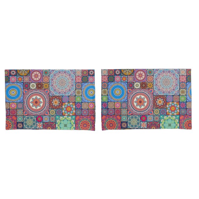 Mandala Quilt Pattern Pillow Case (Front-Set)