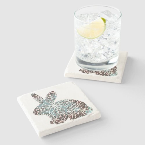 Mandala Rabbit Chocolate and Blues Coaster