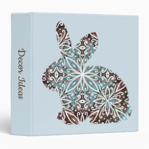 Mandala Rabbit Chocolate and Blues Ring Binder