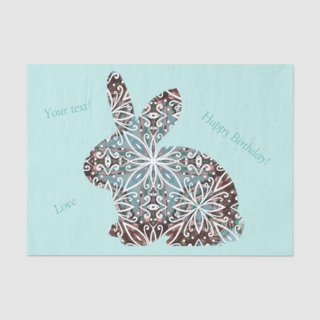 Mandala Rabbit Chocolate and Blues Tissue Paper (Front)
