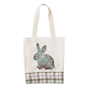 Mandala Rabbit Chocolate and Blues Tote Bag