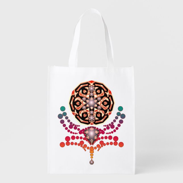Mandala Rainbow Dancer Sacred Geometry Grocery Bag (Front)