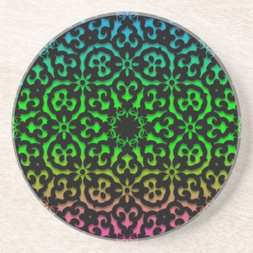 mandala rainbow design coaster