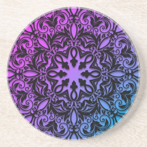 mandala rainbow design coaster