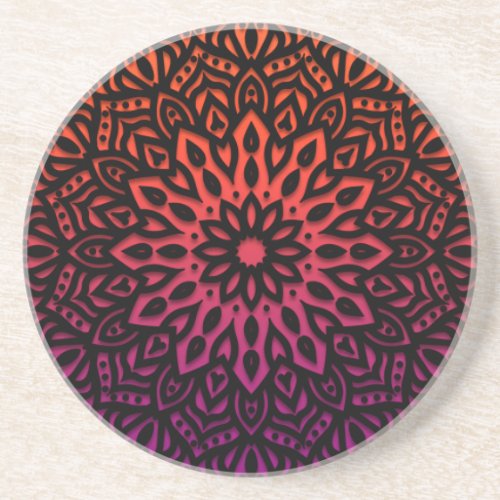 mandala rainbow design coaster