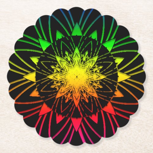 mandala rainbow design paper coaster