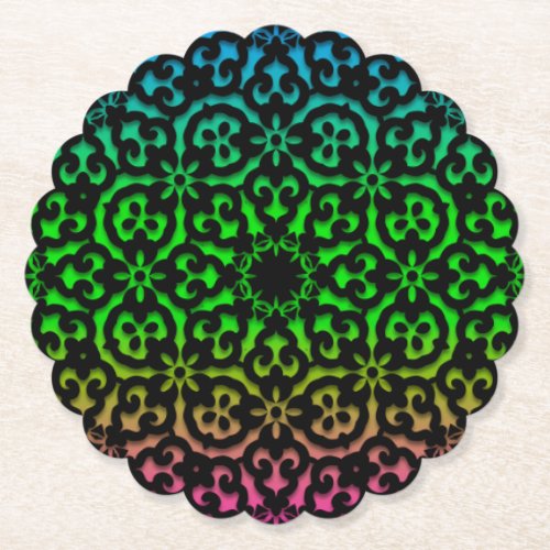 mandala rainbow design paper coaster