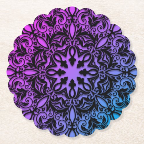 mandala rainbow design paper coaster