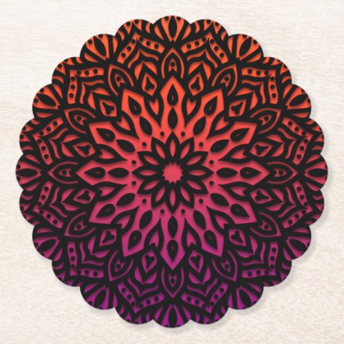 mandala rainbow design paper coaster