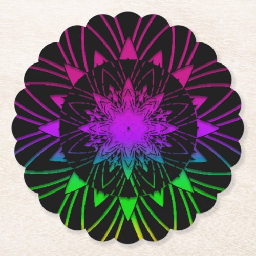 mandala rainbow design paper coaster