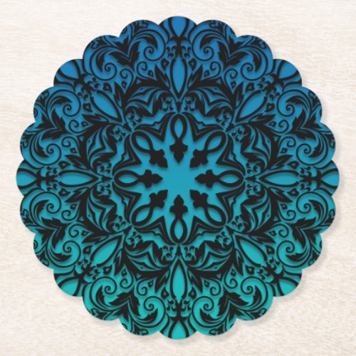 mandala rainbow design paper coaster