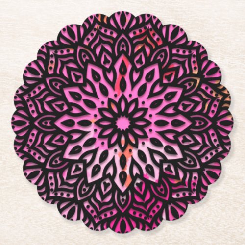 mandala rainbow design paper coaster