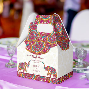 Mandala rangoli elephant wedding favor boxes