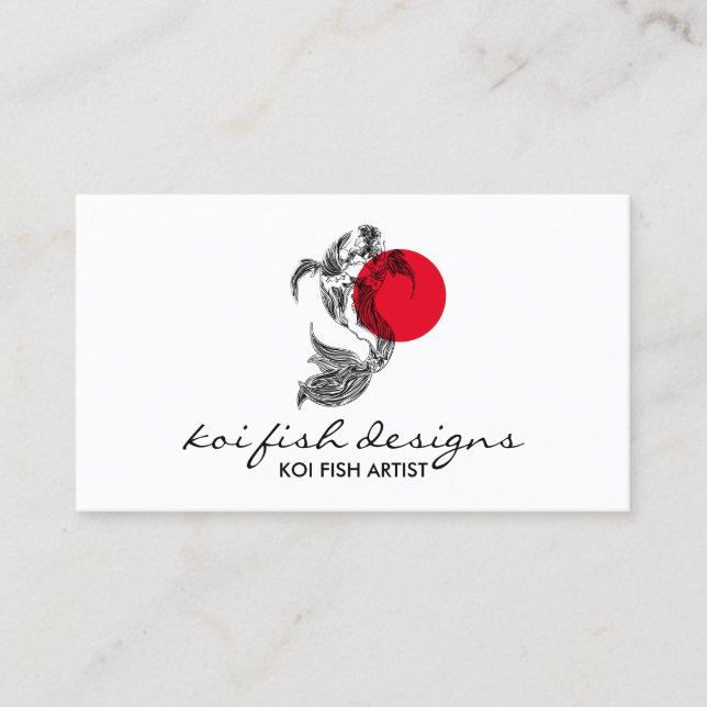 Mandala Red Dot Japanese Koi Fish Business Card (Front)