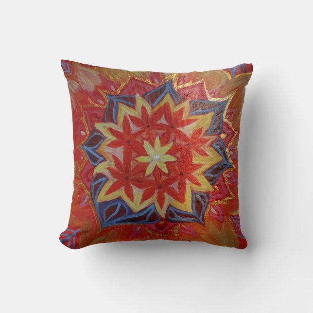 Mandala Red Floral  Cushion (Front)