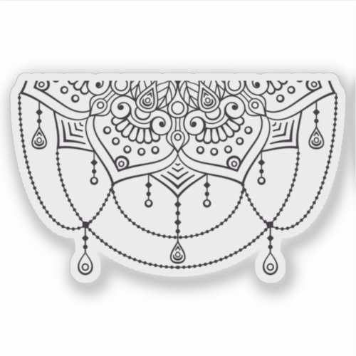 Mandala Retro hand drawn  black  white tattoo Sticker