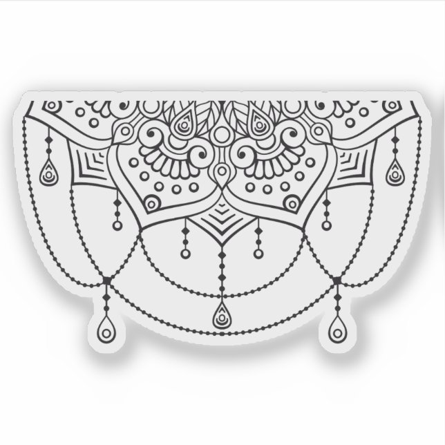 Mandala Retro hand drawn  black & white tattoo Sticker (Front)
