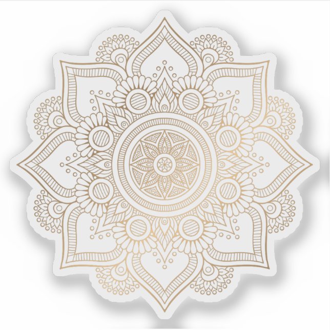 Mandala Retro hand drawn gold tattoo Sticker (Front)