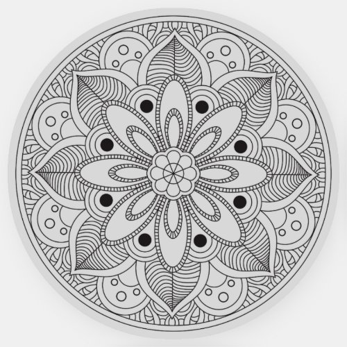Mandala Retro hand drawn organic black and white Sticker