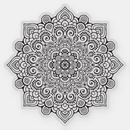 Mandala Retro hand drawn organic black and white Sticker