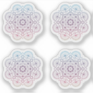 Mandala Retro hand drawn purple blue tattoo set 4x Sticker