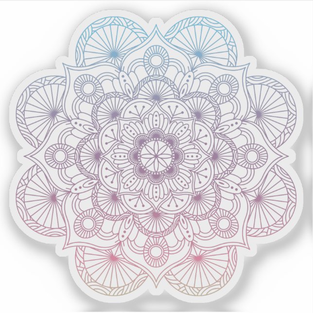 Mandala Retro hand drawn purple blue tattoo Sticker (Front)