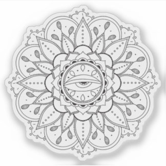 Mandala Retro hand drawn tattoo henna flower eye Sticker