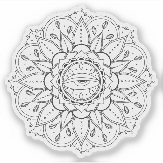 Mandala Retro hand drawn tattoo henna flower eye Sticker (Front)